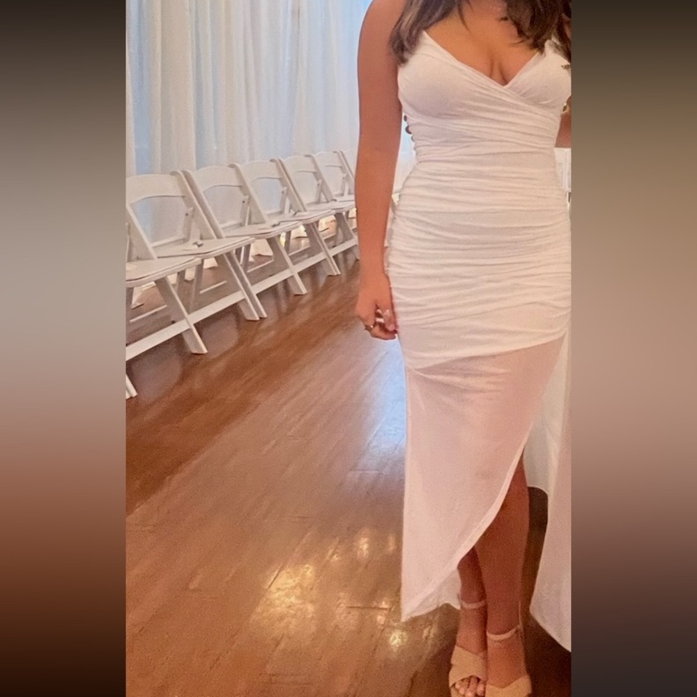 White mesh long dress